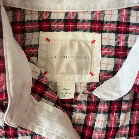 Victoria’s Secret Red Plaid Flannel Button Down Shirt Women’s Size Small - Picture 5 of 5